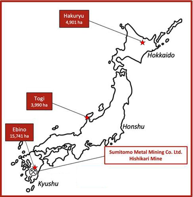 Japan Gold project map